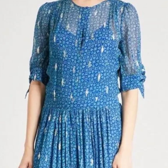 ba&sh Madrid Brown and Gold Silk Mini Dress Size 2 (US 6) Boho French Girl Flowy - Picture 10 of 12